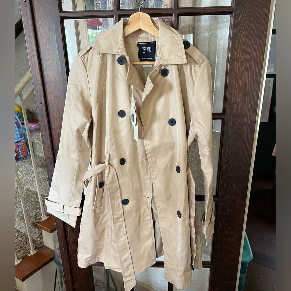 Tan trench coat